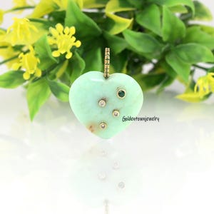 14K Gold Gemstone Heart Pendant: Coral & Crystal Charm
