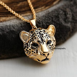 14K Gold Panther Pendant, Panther Head Pendant, Panther Jewelry, Animal Jewelry, Gold Panther, Gold Pendant, Panther