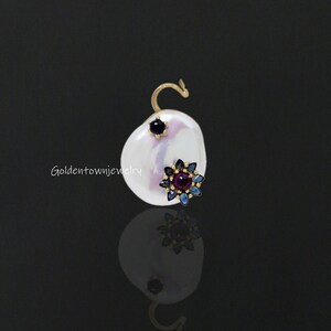 New Designer Pearl Gemstone Padlock, Gemstone Cz Padlock, Handmade Designer Padlock, Dainty Gemstone Padlock