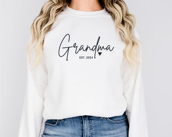 Grandma EST 2024 Sweatshirt, Gift for Grandma, Grandma Shirt, Grandma Gift, New Grandma Gift, Nana Gift, Mother's Day Gift, Pregnancy Reveal