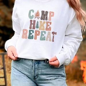 Camp Hike Repeat Sweatshirt, Camping Sweatshirt, Camping Shirt, Outdoors Sweatshirt, Hiking Sweatshirt, Hiking Shirt, Adventure Sweatshirt