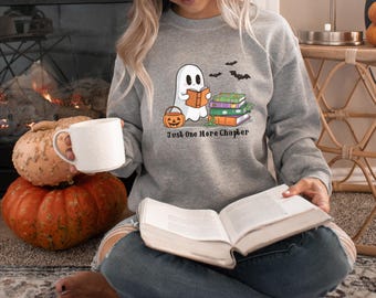 Just One More Chapter Halloween Sweatshirt, Book Lover Halloween Shirt, Cute Halloween Reading Shirt, Funny Halloween Reading Lover Sweater