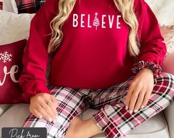 Believe Christmas Shirt, Cute Christmas Sweatshirt, Cozy Holiday Sweatshirt, Festive Holiday Shirt, Winter Sweatshirt, Holiday Season Shirt