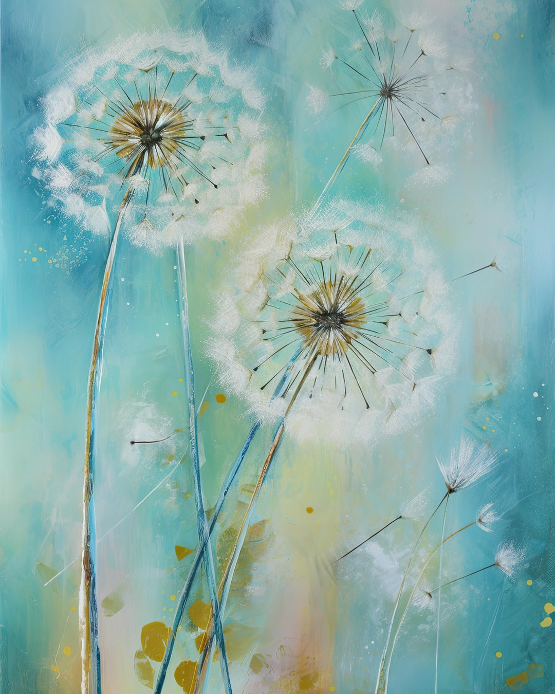 Abstract Dandelions Canvas Dandelions Wall Art Abstract Art Etsy