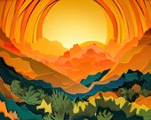 Sun Modern Art | Sun Art Print | Sun Painting | Sun Art | Sun Print | Room Décor | Home Décor | Wall Art | Unique Art