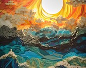 PRINTABLE Sun Rising Art | Sunrise Art | Sun Rising Painting | Ocean Art | Beach Art | Room Décor | Home Décor | Wall Art | Travel Art