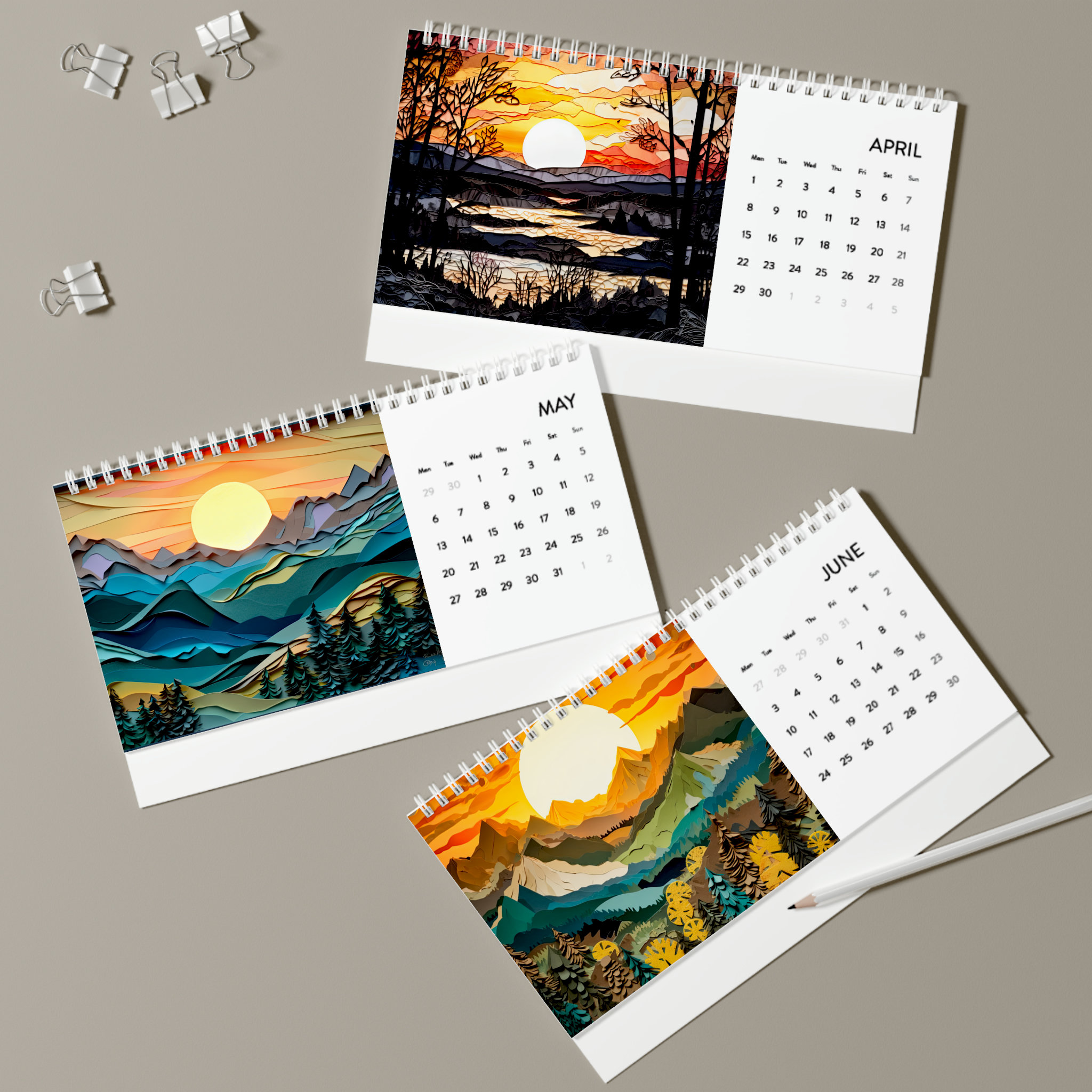 2024 Calendar Desk Calendar 2024 Desk Calendar Mountains American ...
