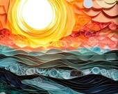 PRINTABLE Sun Rising Art | Sunrise Art | Sun Rising Painting | Ocean Art | Beach Art | Room Décor | Home Décor | Wall Art | Travel Art