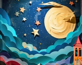 Starry Sky | Starry Night | Stars | Stars and Moon Art | Modern Art | Room Decor | Home Decor | Wall Art | Standout Art | Unique Art