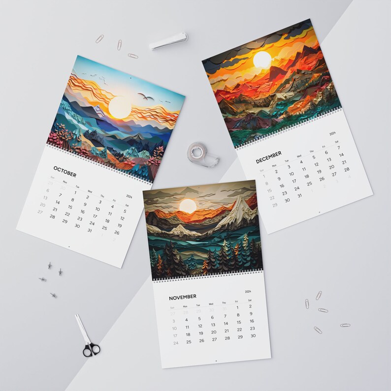 Home Office Gift 2024 Calendar Wall Calendar American Mountain Ranges