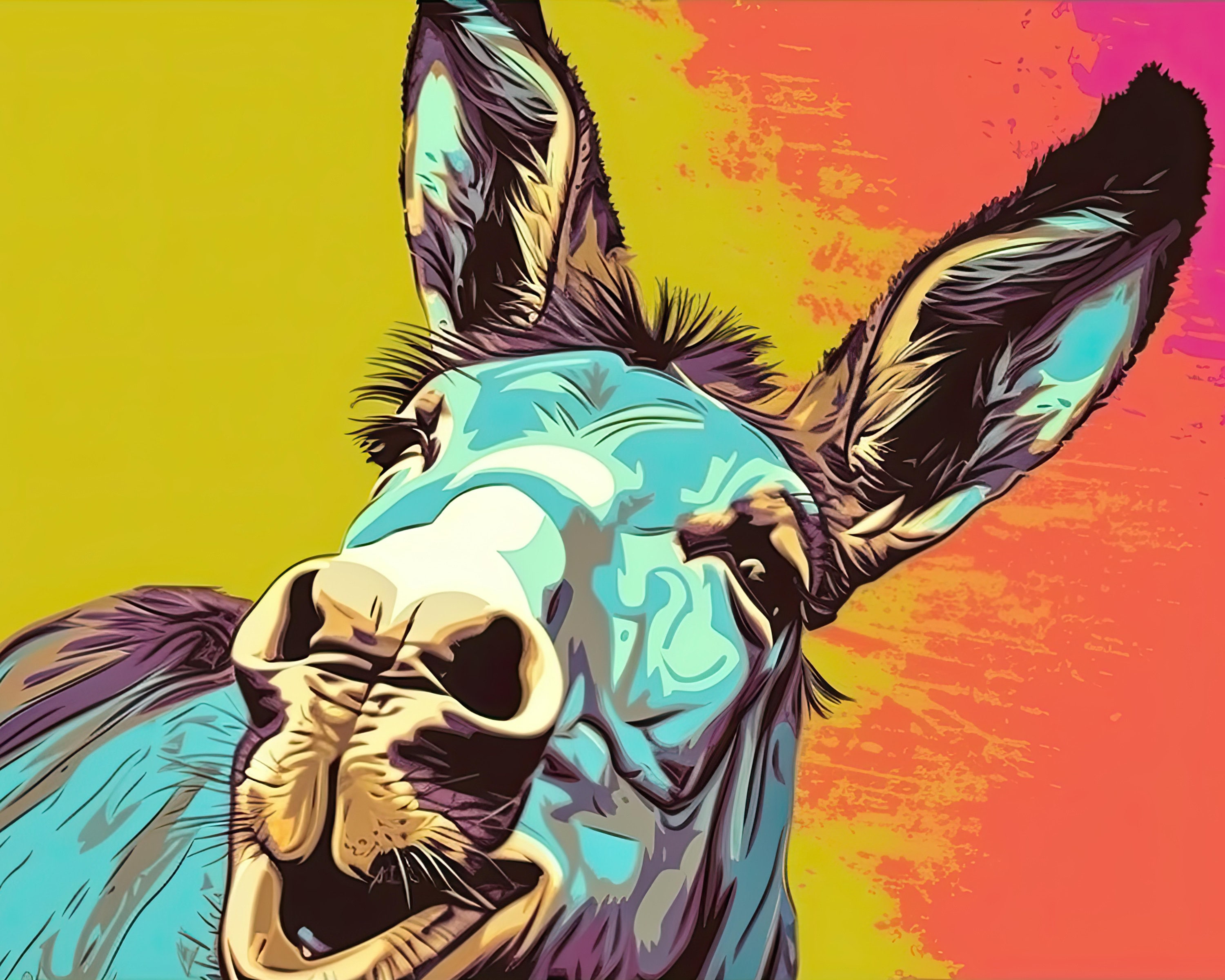 Pop Art Donkey Printable Poster Donkey Wall Art Pop Art Etsy