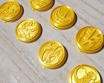 NEW* Set of 7 Gold Power Coins MMPR Rangers