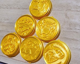 NEW* Set of 6 Ninjetti Power Coins MMPR Rangers Gold or Platinum