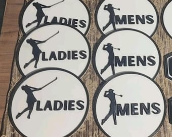 7 Inch Golf Washroom Signs - Men, Women