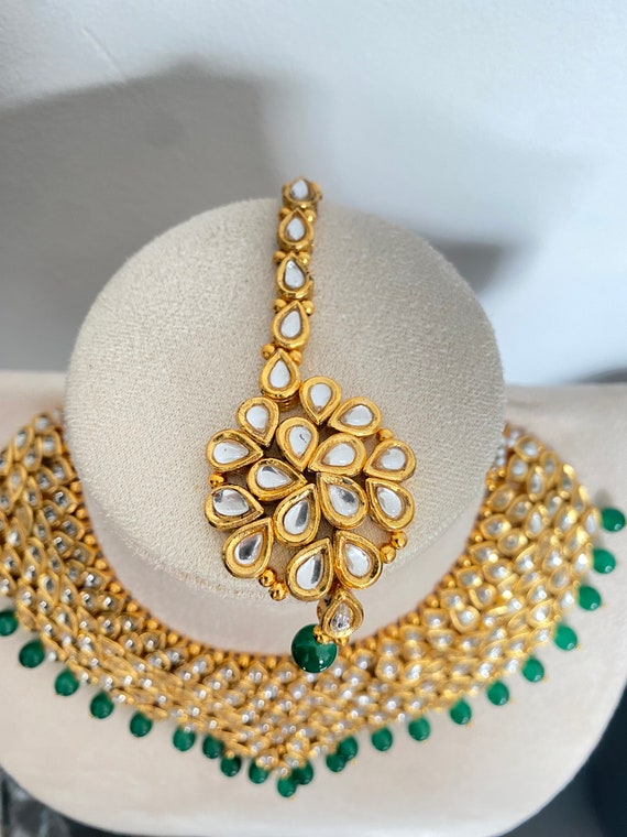 Green Full Neck Necklace Set Indian Combo Necklace Set Indian