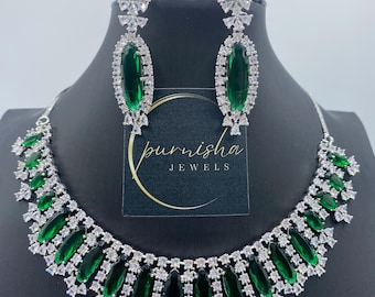 Boucles D'oreilles Clous Or Vert Avec Perle Goutte - Style Indien/pakistanais - Neuf Sans Emballage