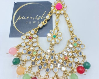 Pakistani Jhoomer Passa Mirror Work Jewelry | Indian Bridal Hair Accessories