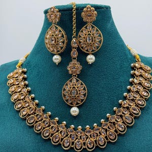 Bollywood inspired reverse ad polki necklace/ polki Asian wedding jewellery