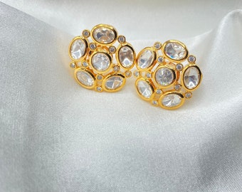 Designer Moissaniet Kundan-oorknopjes