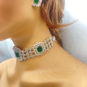 Set collana girocollo smeraldo cz