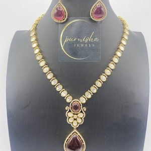 Set di collana Kundan con moissanite rossa: gioielli indiani e pakistani