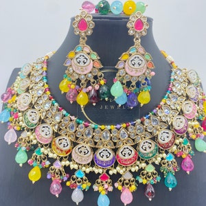 Kundan Choker Necklace Set: Multi-Color Indian Bridal Jewelry