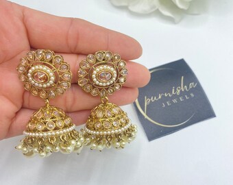 Antique Kundan Jhumki with Tikka set / Bollywood jewellery/ Indian Jewelry Set