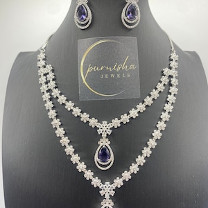 Purple American diamond necklace - CZ jewelrY / AD jewelry / purple necklace / indian jewelry / purple earrings / purnishajewels
