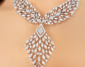 Pink Mint American Diamond Necklace Set with Matching Earrings, CZ Jewelry