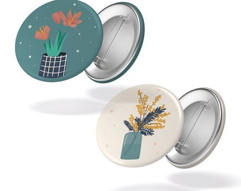 Saffraanbloemen + Mimosan - Set van 2 badges #98