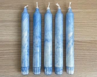 Blue marble candles, Handmade candles, Dinner candles, Decorative candles, Blue candle