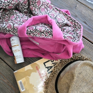 Borsa da spiaggia, borsa tote, borsa playa in spugna di bambù taglia XXL Rose Fushia