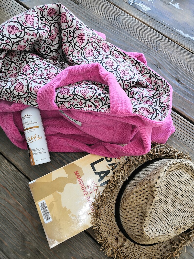 Borsa da spiaggia, borsa tote, borsa playa in spugna di bambù taglia XXL Rose Fushia