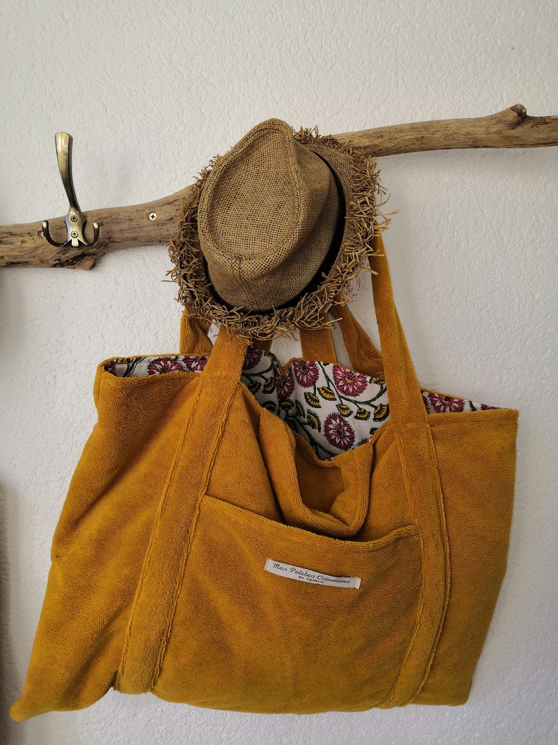 Borsa da spiaggia, borsa tote, borsa playa in spugna di bambù taglia XXL immagine 7