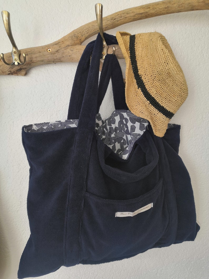 Borsa da spiaggia, borsa tote, borsa playa in spugna di bambù taglia XXL immagine 5