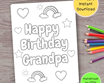 Happy Birthday Grandpa Coloring Page: DIY Card Gift (Digital Download)