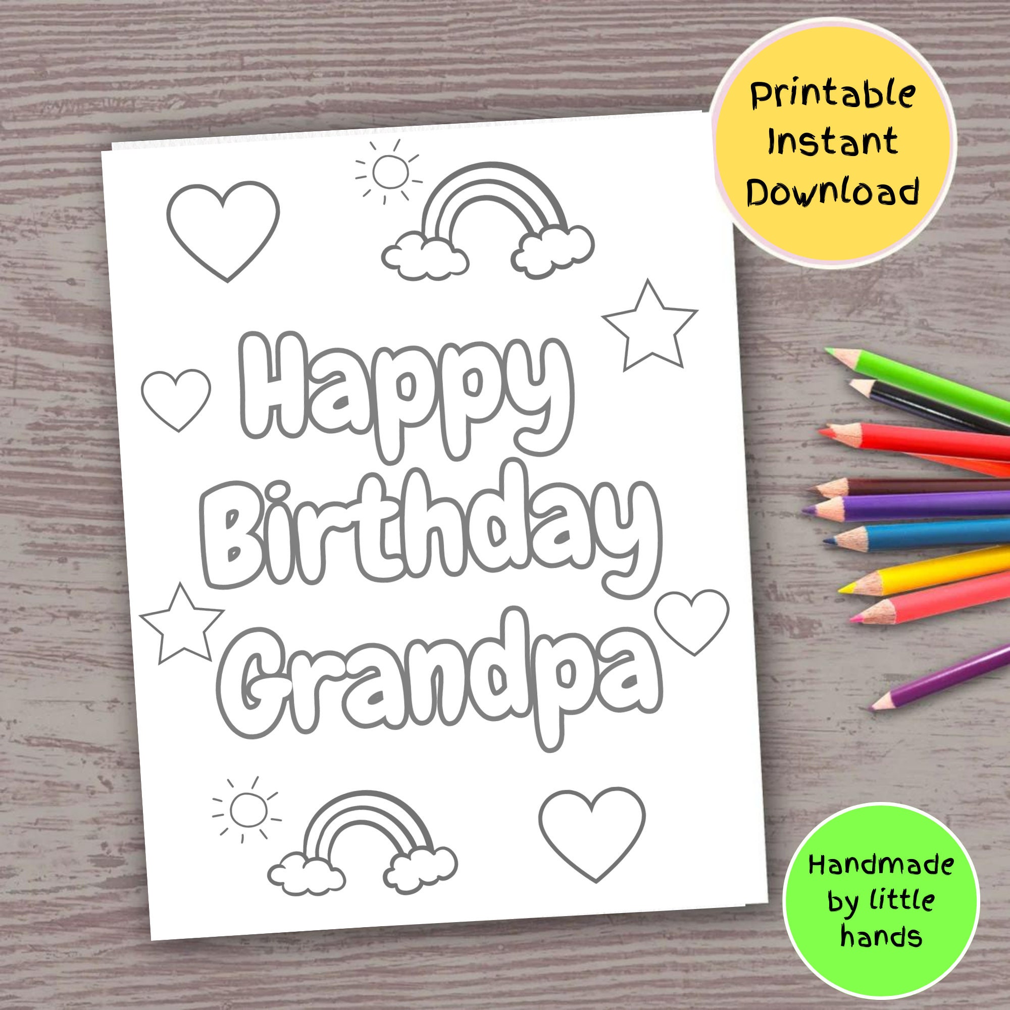 Happy Birthday Grandpa Printable Coloring Page for Kids Handmade Diy ...
