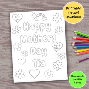 Joyeuse fête des mères Tia, feuille de coloriage imprimable pour enfants, jolie carte-cadeau bricolage faite main pour la fête des mères de la part d'une nièce neveu en bas âge