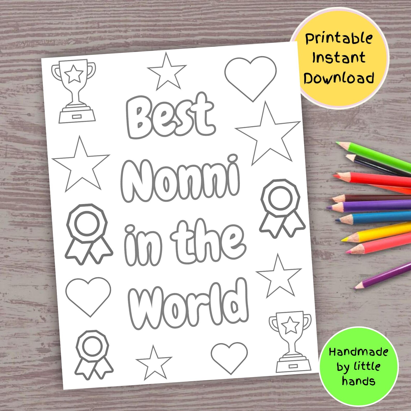 Best Nonni Printable Coloring Page for Kids Handmade Diy Thank You ...
