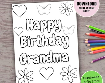 Happy Birthday Grandma Coloring Page: DIY Gift for Kids (Digital Download)