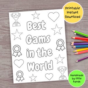 Meilleur coloriage de Gams à imprimer pour la fête des mères, anniversaire de remerciement, carte-cadeau de petit-fils petite-fille à colorier pour les enfants
