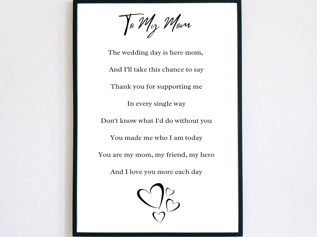 Hochzeitsgedicht für Mama Einzigartiges handgemachtes druckbares