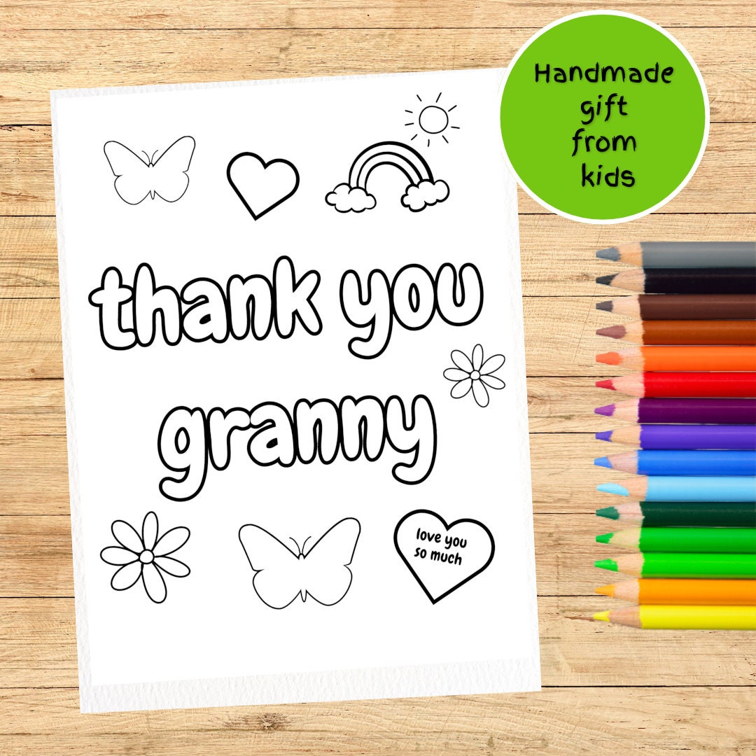 Thank You Granny Printable Coloring Page for Kids Cute Rainbow - Etsy ...