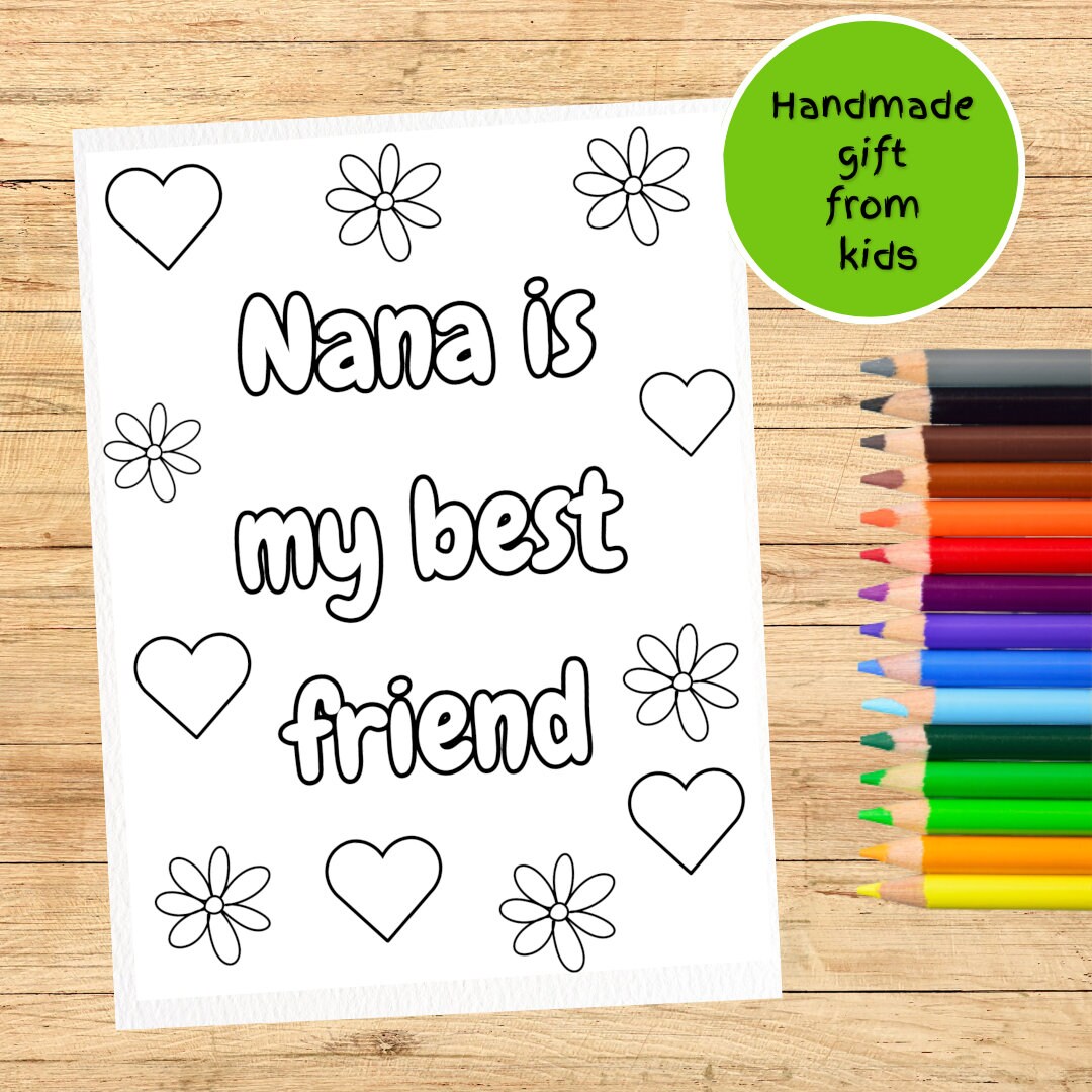 Nana Coloring Sheet for Kids Coloring Page Cute Handmade Art Activity