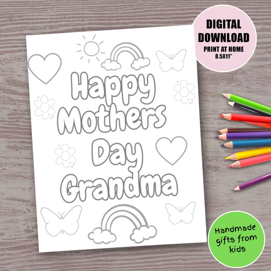 Happy Mother's Day Grandma Printable Coloring Sheet for Kids Coloring ...