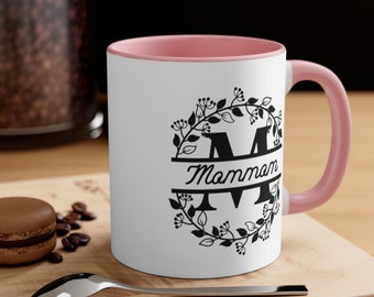 Personalized Mommom Mug 11oz monogram ceramic red pink coffee lover cup Unique gift for Mommoms birthday from grandson from granddaughter