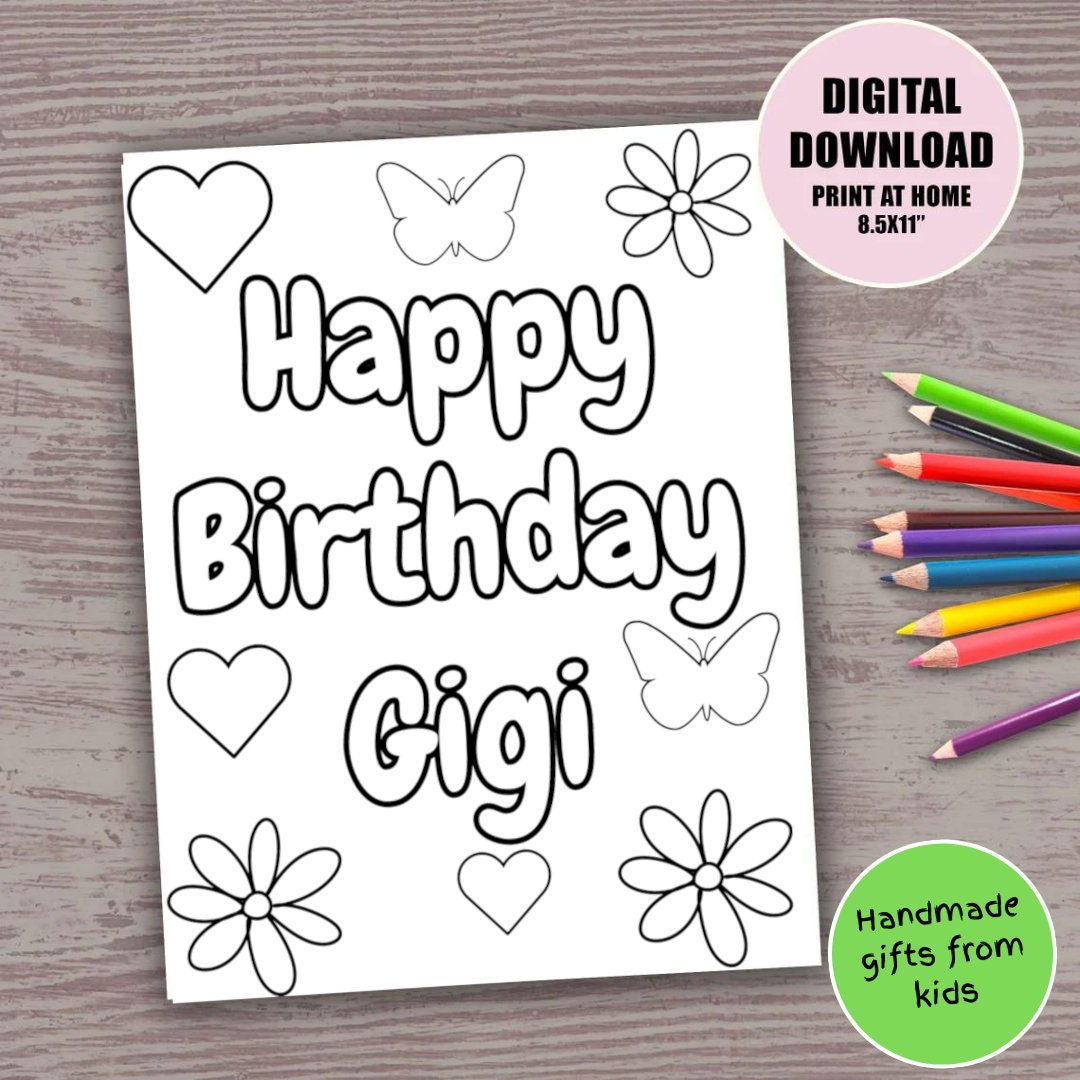 Happy Birthday Gigi Coloring Page Gigi Birthday Coloring - Etsy