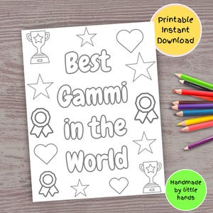 Coloriage de Gammi à imprimer pour la fête des mères, carte-cadeau de petit-fils et petite-fille