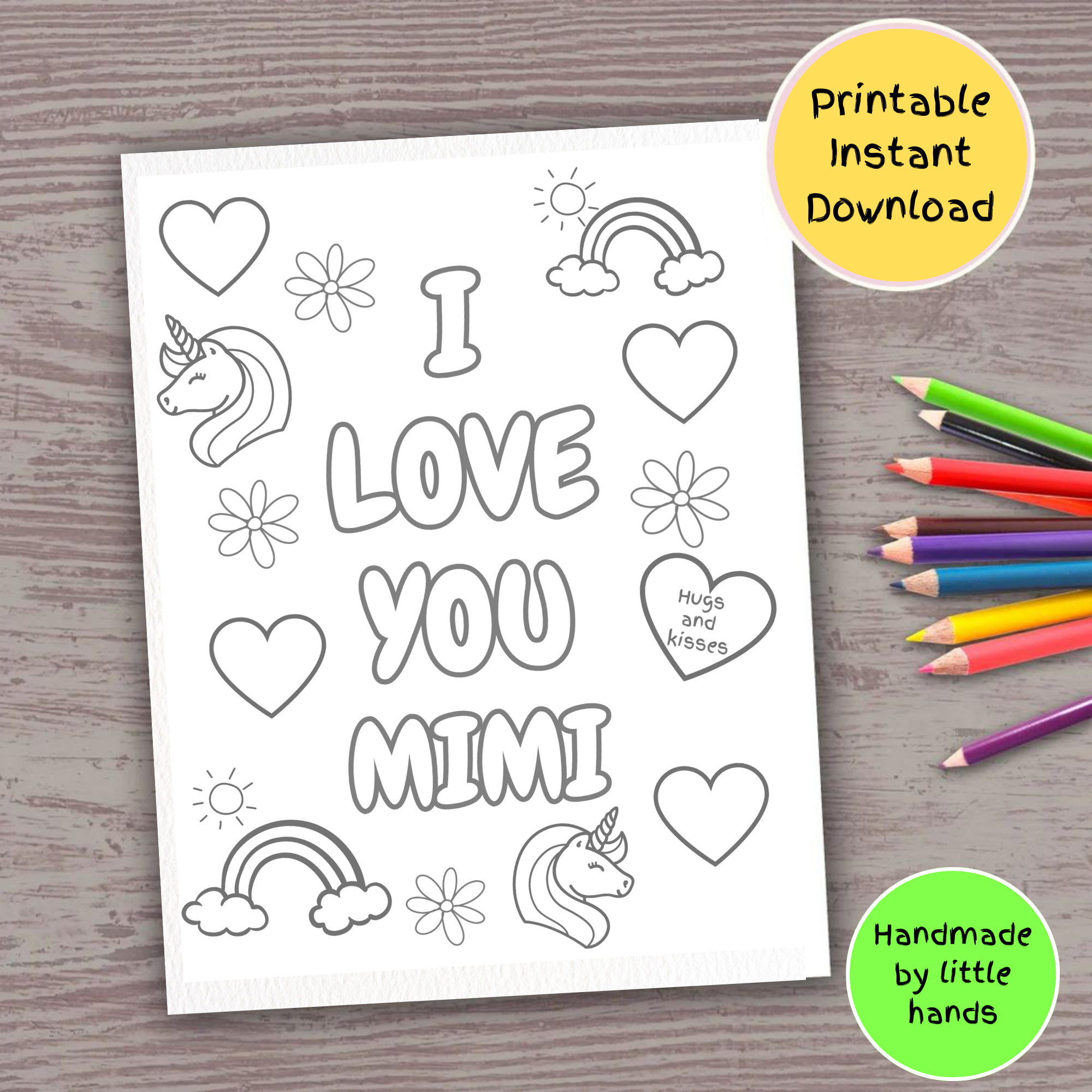 I Love You Mimi Coloring Page for Kids Toddlers Preschoolers, Toddler