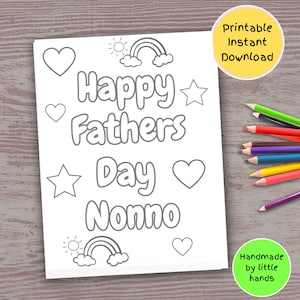 Nonno page de coloriage fête des pères pour les enfants, carte imprimable pour la fête des pères faite main, joli cadeau facile à faire par petits-enfants, petits-fils et petites-filles